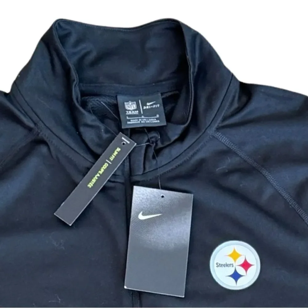Pittsburgh Steelers NFL Women’s Nike Quarter-Zip Top Black Size Large NWT
